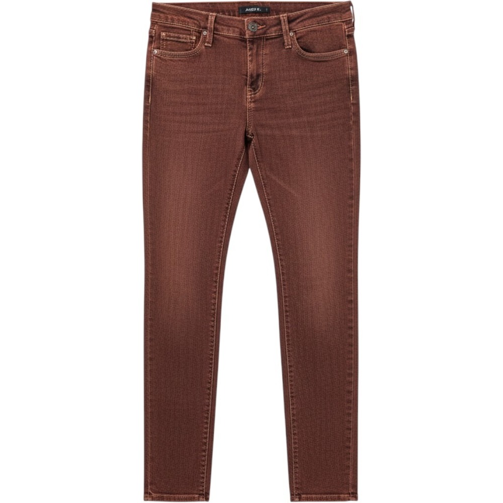 Angry Rabbit Womens Rust Brown Skinny Jeans Low Rise Stretch Denim Casual